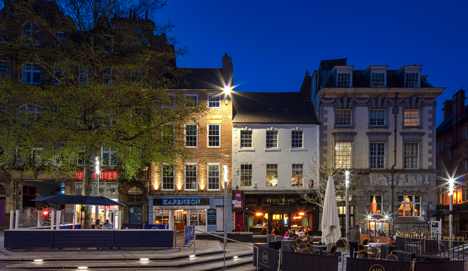 Newcastle's Bigg Market at night